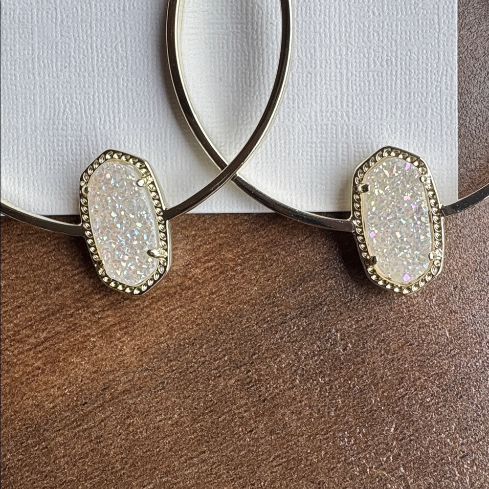 Kendra Scott Gold Hoop Earrings with White Accent - Picture 6 of 8